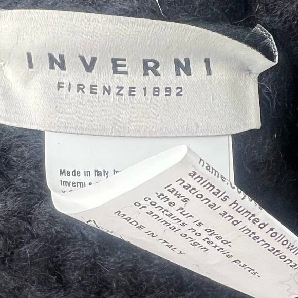 INVERNI Black Slouchy Alpaca Blend Beanie w/ Tan Fur Pom-Pom EUC - Picture 3 of 6